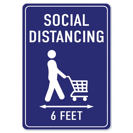 Public Safety Sign, Social Distancing 6 Feet, 36in X 48in Peel And Stick Wall Graphic